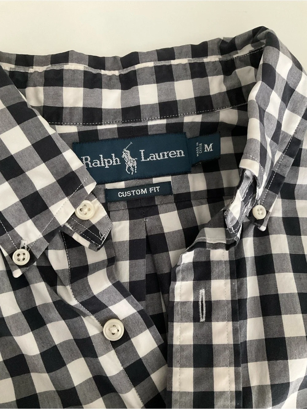 Ralph Lauren Black & White Gingham Button-Down Shirt 100% Cotton - Picture 5 of 8
